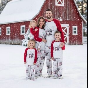 White Christmas Pajamas, Christmas Horse Drawn Sleigh Ride Family Pajamas